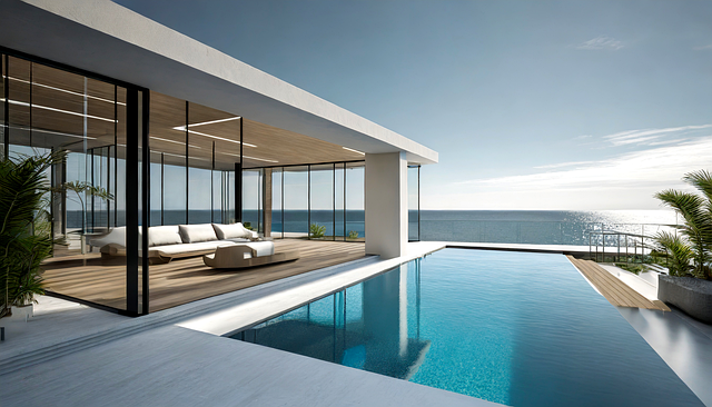 Modern architectural home exterior at dusk